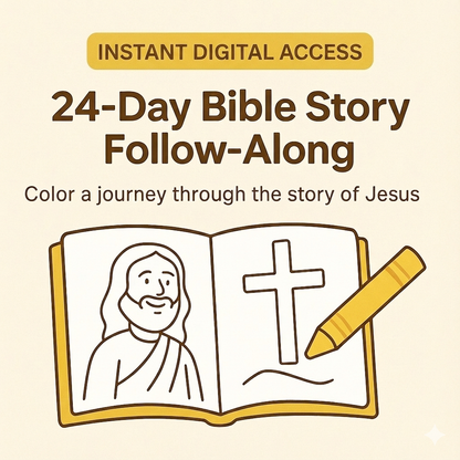 Free printable Christian 24 Day Advent storybook and coloring pages PDF for kids.