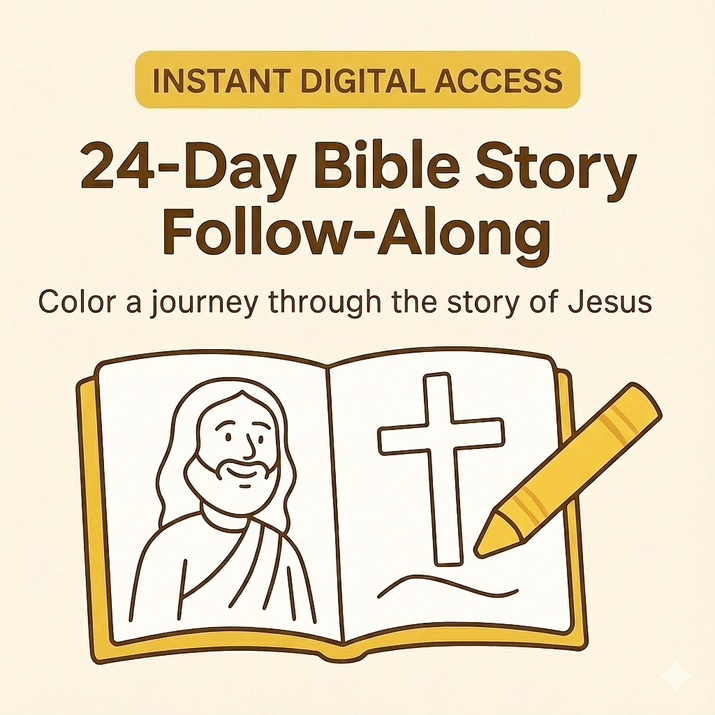 Free printable Christian 24 Day Advent storybook and coloring pages PDF for kids.